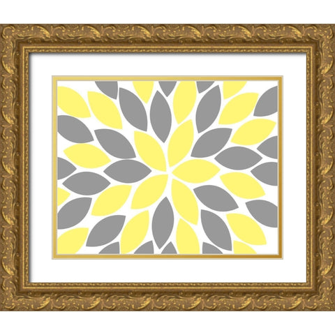 Yellow Foliage Floral II Gold Ornate Wood Framed Art Print with Double Matting by Robinson, Tamara