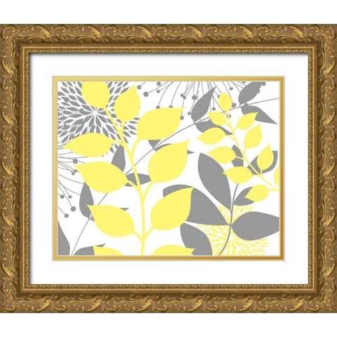 Yellow Foliage Floral III Gold Ornate Wood Framed Art Print with Double Matting by Robinson, Tamara