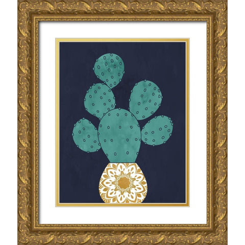 Cactus II Gold Ornate Wood Framed Art Print with Double Matting by Robinson, Tamara