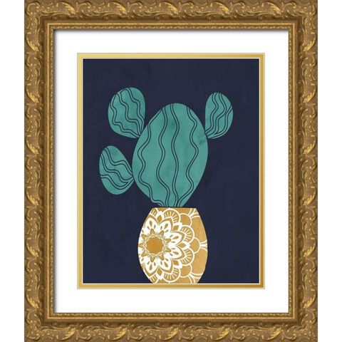 Cactus III Gold Ornate Wood Framed Art Print with Double Matting by Robinson, Tamara