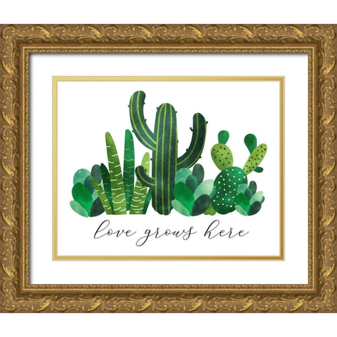 Love Grows Gold Ornate Wood Framed Art Print with Double Matting by Robinson, Tamara