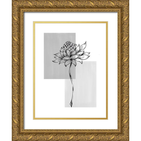 Botanical Rectangle II Gold Ornate Wood Framed Art Print with Double Matting by Dundon, Denise