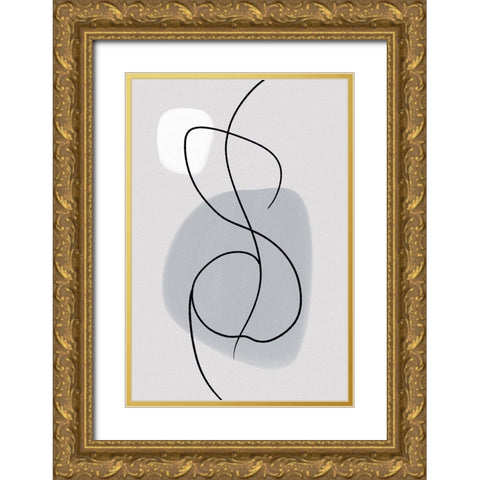 Curvy Lines Gold Ornate Wood Framed Art Print with Double Matting by Dundon, Denise