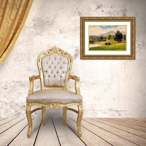 Pasture Lands Gold Ornate Wood Framed Art Print with Double Matting by Dundon, Denise