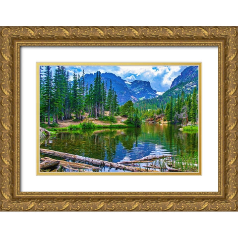 Dream Lake Gold Ornate Wood Framed Art Print with Double Matting by Dundon, Denise
