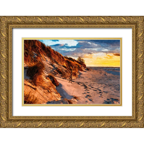 Sunset on the Dunes Gold Ornate Wood Framed Art Print with Double Matting by Dundon, Denise