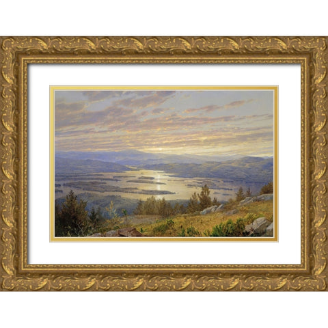 Lake Squam Gold Ornate Wood Framed Art Print with Double Matting by Dundon, Denise