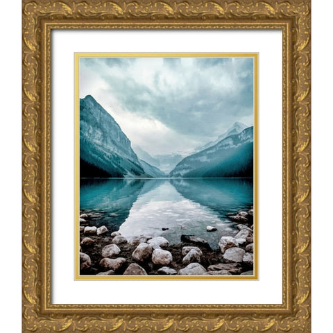 Glacial Lake Gold Ornate Wood Framed Art Print with Double Matting by Dundon, Denise