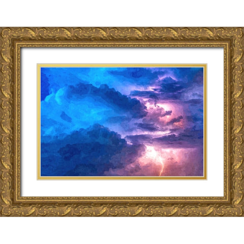 Thunderstorm at Night Gold Ornate Wood Framed Art Print with Double Matting by Dundon, Denise