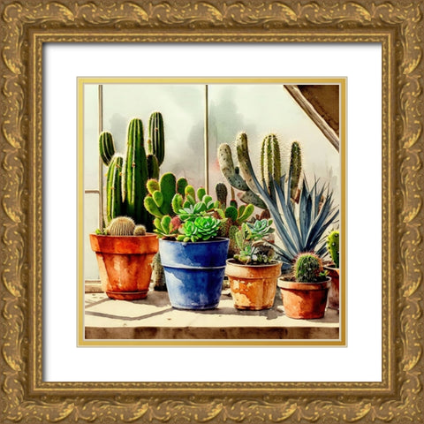 Cacti and Succulents V Gold Ornate Wood Framed Art Print with Double Matting by Dundon, Denise