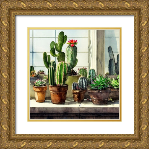 Cacti and Succulents XI Gold Ornate Wood Framed Art Print with Double Matting by Dundon, Denise