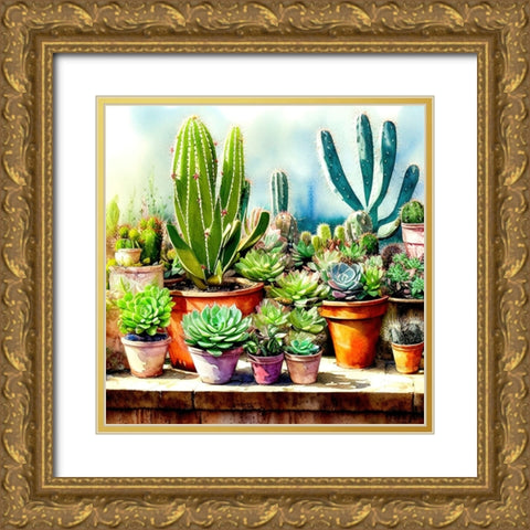 Cacti and Succulents XVIII Gold Ornate Wood Framed Art Print with Double Matting by Dundon, Denise