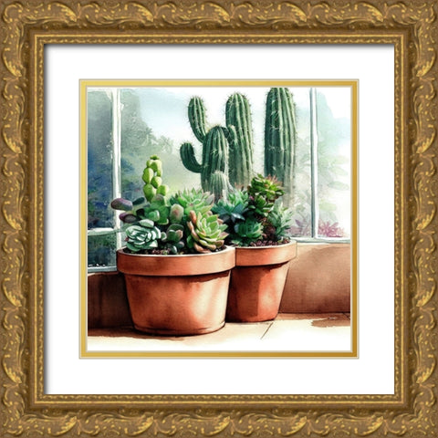 Cacti and Succulents XXV Gold Ornate Wood Framed Art Print with Double Matting by Dundon, Denise