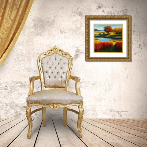 Ablaze with Colors Gold Ornate Wood Framed Art Print with Double Matting by Dundon, Denise