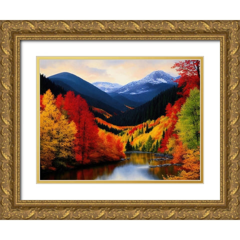 Autumn Vista II Gold Ornate Wood Framed Art Print with Double Matting by Dundon, Denise