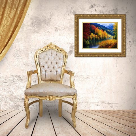 Autumn Vista III Gold Ornate Wood Framed Art Print with Double Matting by Dundon, Denise