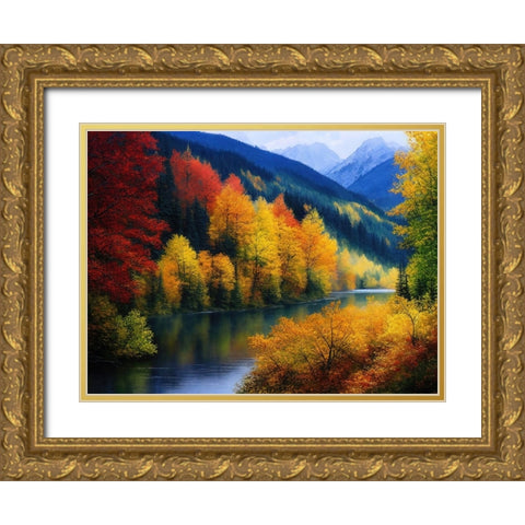 Autumn Vista III Gold Ornate Wood Framed Art Print with Double Matting by Dundon, Denise