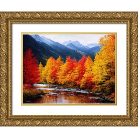 Autumn Vista IV Gold Ornate Wood Framed Art Print with Double Matting by Dundon, Denise