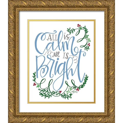 All is Calm Gold Ornate Wood Framed Art Print with Double Matting by Wieners, Valerie