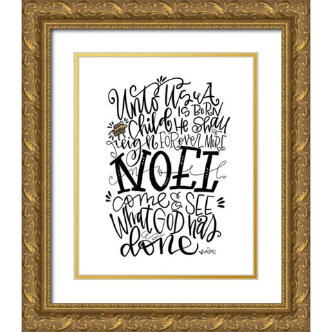 Noel Gold Ornate Wood Framed Art Print with Double Matting by Wieners, Valerie
