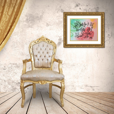 Jesus Is Watercolor Gold Ornate Wood Framed Art Print with Double Matting by Wieners, Valerie