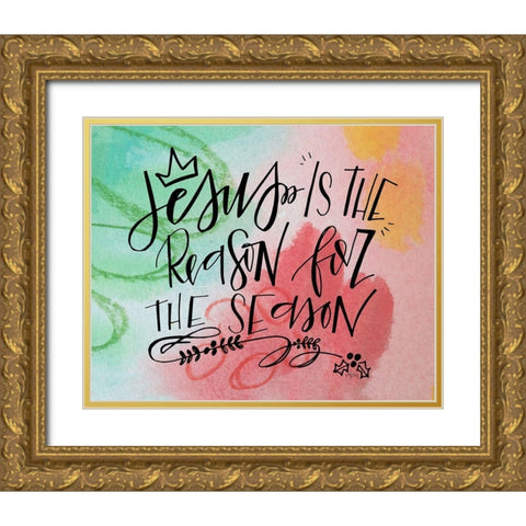 Jesus Is Watercolor Gold Ornate Wood Framed Art Print with Double Matting by Wieners, Valerie