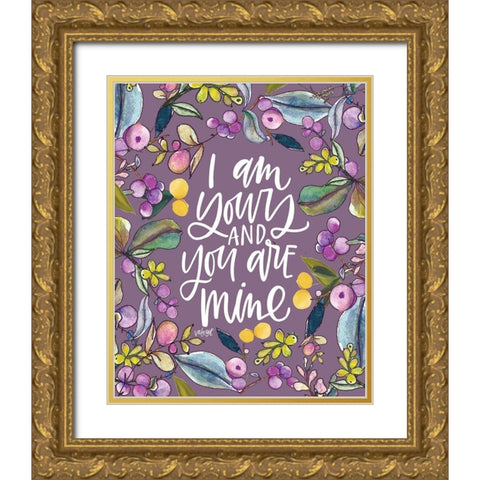 I Am Yours - Purple Gold Ornate Wood Framed Art Print with Double Matting by Wieners, Valerie