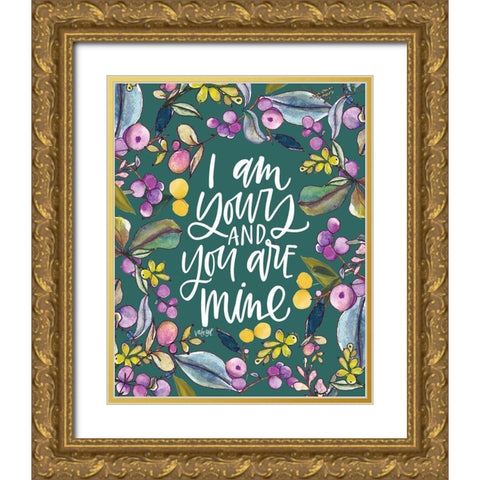 I Am Yours - Blue Gold Ornate Wood Framed Art Print with Double Matting by Wieners, Valerie