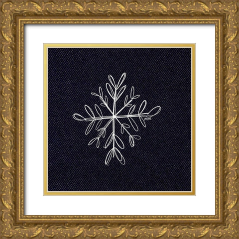 Snowflake Gold Ornate Wood Framed Art Print with Double Matting by Wieners, Valerie