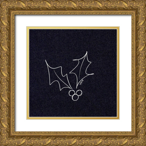 Holly Berry Gold Ornate Wood Framed Art Print with Double Matting by Wieners, Valerie