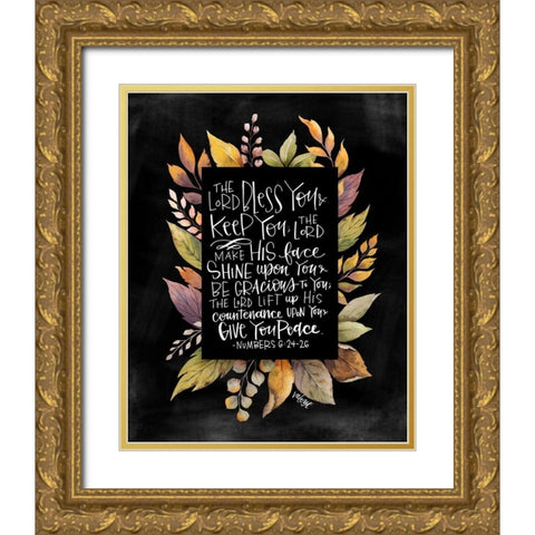 Lord Bless You - Black Gold Ornate Wood Framed Art Print with Double Matting by Wieners, Valerie