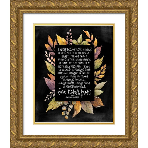 Love Never Fails Gold Ornate Wood Framed Art Print with Double Matting by Wieners, Valerie