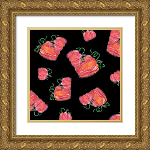 Pumpkin Repeat Gold Ornate Wood Framed Art Print with Double Matting by Wieners, Valerie