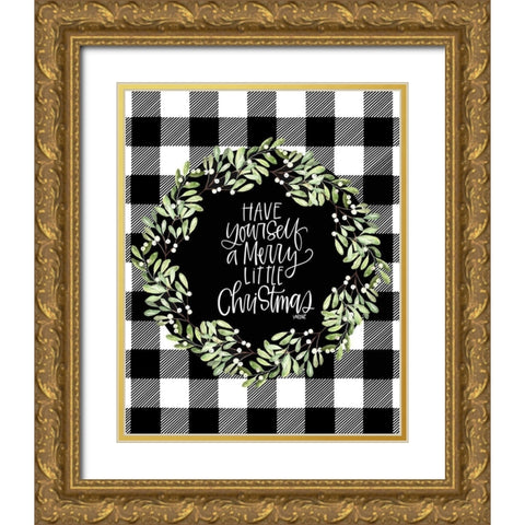 Merry Christmas Gold Ornate Wood Framed Art Print with Double Matting by Wieners, Valerie