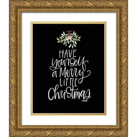 Merry Christmas Mistletoe Gold Ornate Wood Framed Art Print with Double Matting by Wieners, Valerie