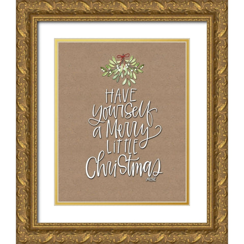 Merry Little Christmas Craft Gold Ornate Wood Framed Art Print with Double Matting by Wieners, Valerie