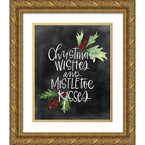 Mistletoe II Gold Ornate Wood Framed Art Print with Double Matting by Wieners, Valerie