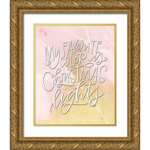 Christmas Lights Gold Ornate Wood Framed Art Print with Double Matting by Wieners, Valerie