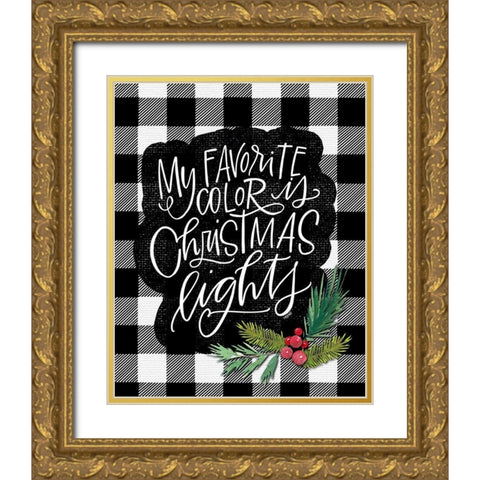 Christmas Lights Gold Ornate Wood Framed Art Print with Double Matting by Wieners, Valerie