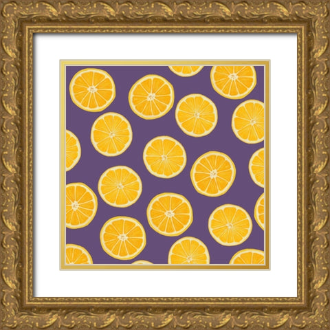 Lemon Pattern Gold Ornate Wood Framed Art Print with Double Matting by Wieners, Valerie