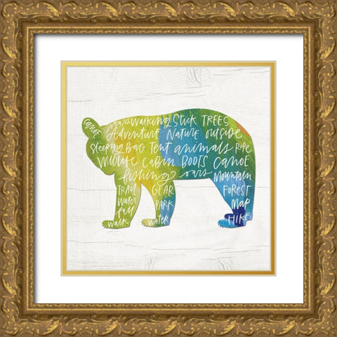 Camp Words Gold Ornate Wood Framed Art Print with Double Matting by Wieners, Valerie