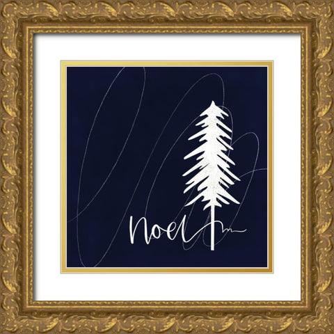 Noel Tree Gold Ornate Wood Framed Art Print with Double Matting by Wieners, Valerie