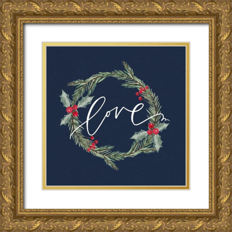 Love Wreath Gold Ornate Wood Framed Art Print with Double Matting by Wieners, Valerie