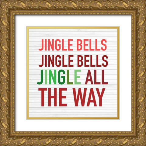 Jingle Bells Gold Ornate Wood Framed Art Print with Double Matting by Wieners, Valerie