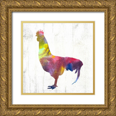 Rooster II Gold Ornate Wood Framed Art Print with Double Matting by Wieners, Valerie