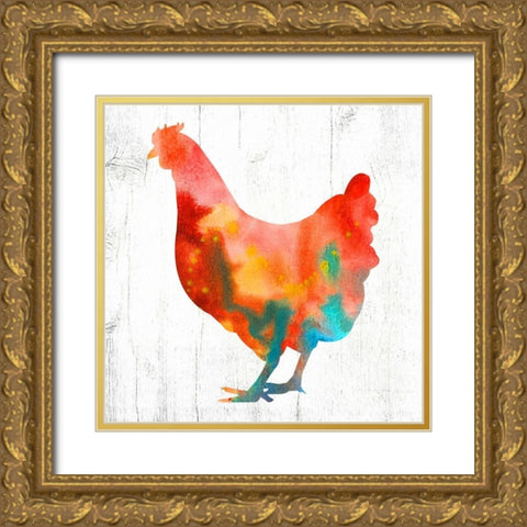 Hen I Gold Ornate Wood Framed Art Print with Double Matting by Wieners, Valerie
