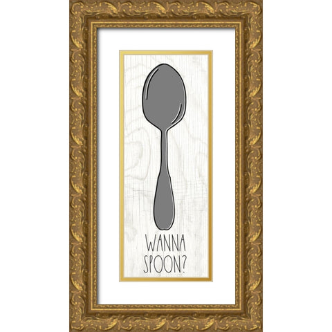 Spoon Gold Ornate Wood Framed Art Print with Double Matting by Wieners, Valerie