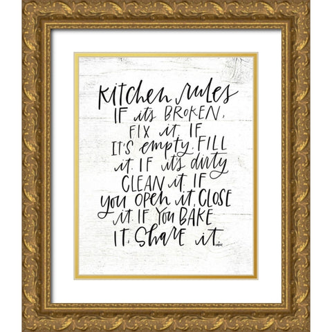 Kitchen Rules Gold Ornate Wood Framed Art Print with Double Matting by Wieners, Valerie