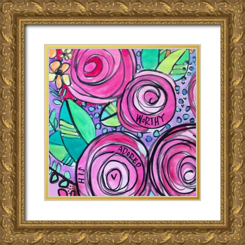 Floral Gold Ornate Wood Framed Art Print with Double Matting by Wieners, Valerie