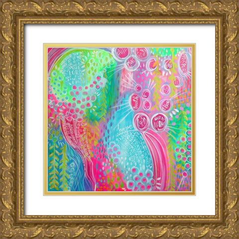 Joy Gold Ornate Wood Framed Art Print with Double Matting by Wieners, Valerie